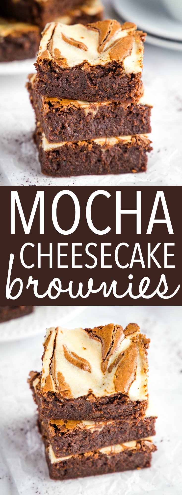 These Mocha Cheesecake Brownies are every chocolate and coffee lover's dream dessert! They're easy to make and they're so moist and chewy! Recipe from thebusybaker.ca! #mocha #cheesecake #brownies #dessert #chocolate #coffee #homemade #recipe #foodblog #cocoa via @busybakerblog