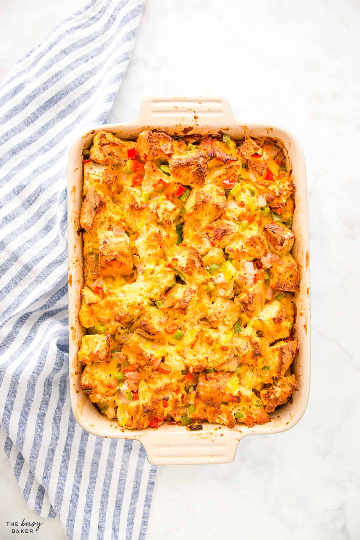 overhead image: breakfast casserole