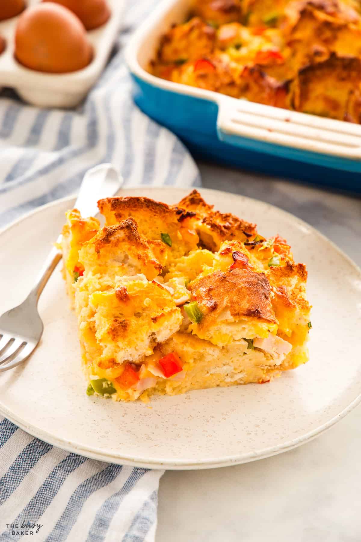 slice of breakfast casserole