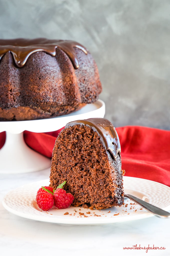 chocolate cake with pudding and glaze