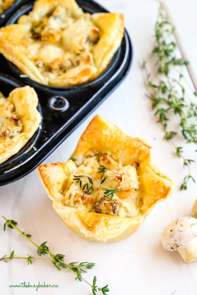 Creamy Parmesan Mushroom Cup Appetizers with thyme