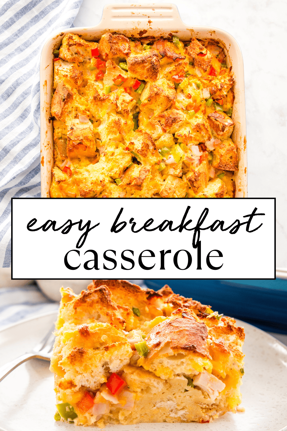 This Easy Breakfast Casserole recipe is a savoury meal prep breakfast that's simple enough for everyday & perfect for a holiday brunch! It's make-ahead, it's easy to customize, and it's the best hands-off solution for serving breakfast for a crowd! Recipe from thebusybaker.ca! #breakfast #casserole #easy #recipe #morning #christmas #thanksgiving #holiday #cheesy #healthy #overnight #makeahead via @busybakerblog