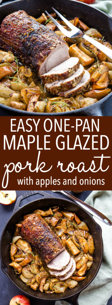 Easy One Pan Maple Glazed Pork with Apples and Onions