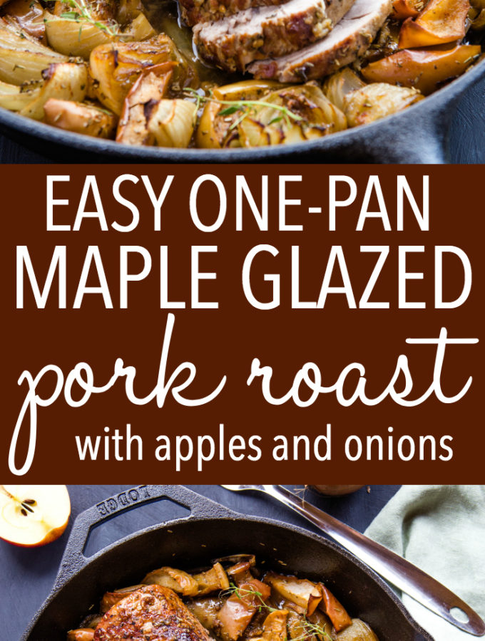 Easy One Pan Maple Glazed Pork with Apples & Onions - The Busy Baker