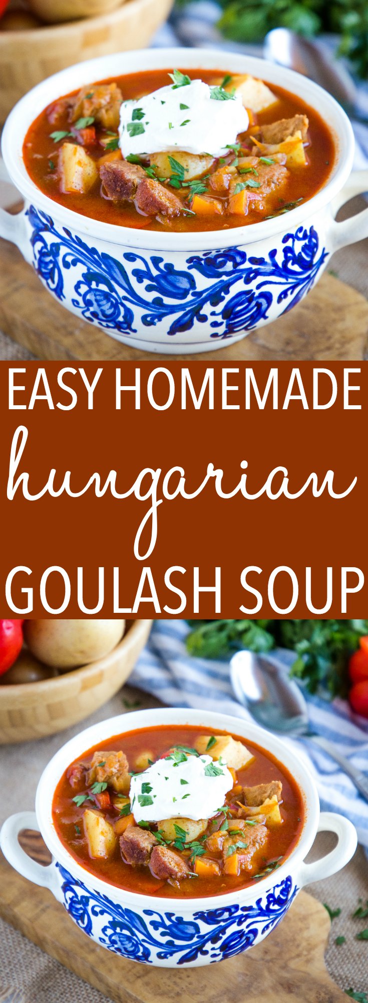 This Homemade Hungarian Goulash Soup recipe is the perfect classic cold-weather soup that's hearty, full of flavour, and so easy to make! Recipe from thebusybaker.ca! #homemade #hungarian #goulash #soup #stew #mealideas #mealprep #pork #easterneuropean #recipe #potatosoup via @busybakerblog