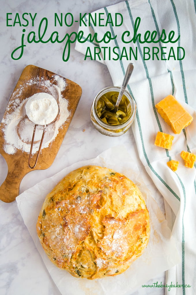 Easy No Knead Jalapeno Cheese Artisan Bread