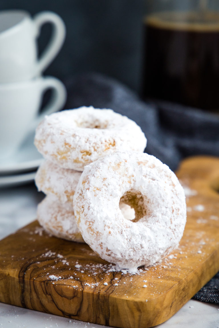 Old Fashioned Powdered Sugar Donuts {Low Fat} - The Busy Baker