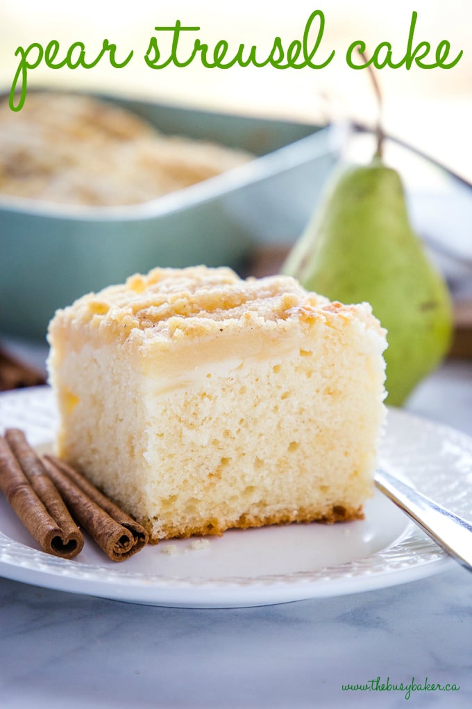 Pear Cake with streusel topping, cinnamon and pears