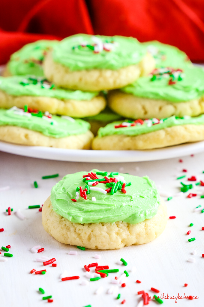 Soft and Chewy Christmas Frosted Sugar Cookies