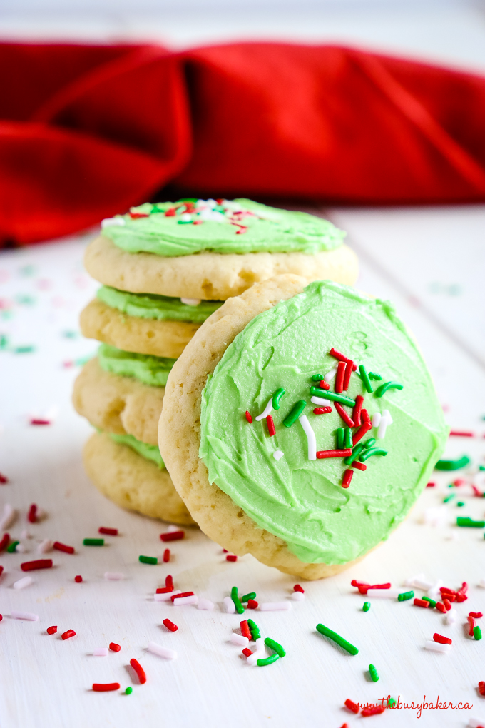 Soft and Chewy Christmas Frosted Sugar Cookies