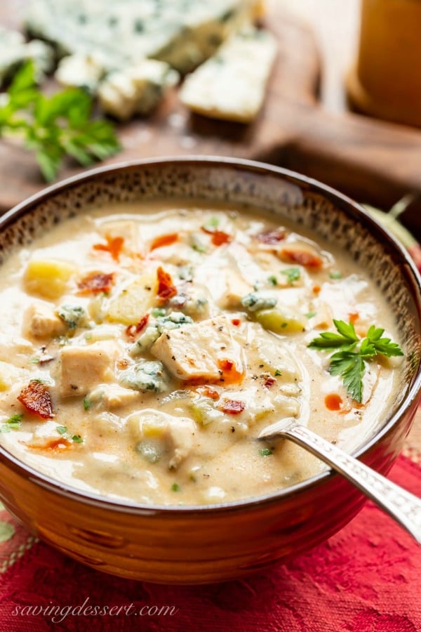 bowl of homemade buffalo chicken chowder