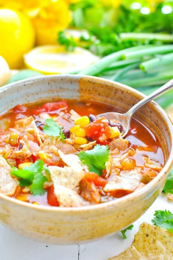 bowl of chicken tortilla soup