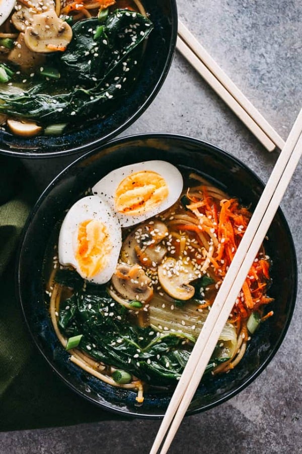 bowl of Asian soba noodle soup