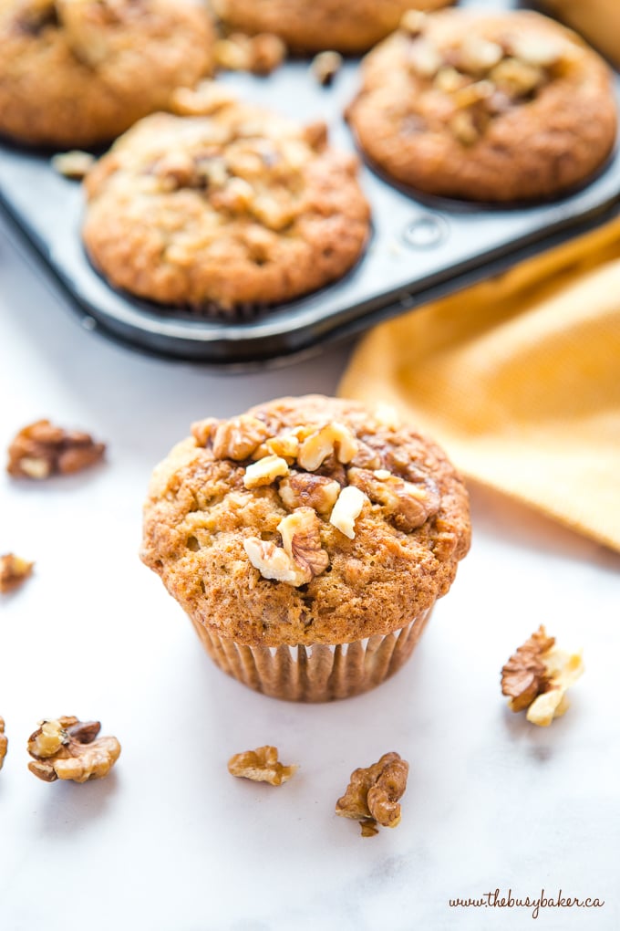 Best Ever Banana Nut Muffins with walnuts