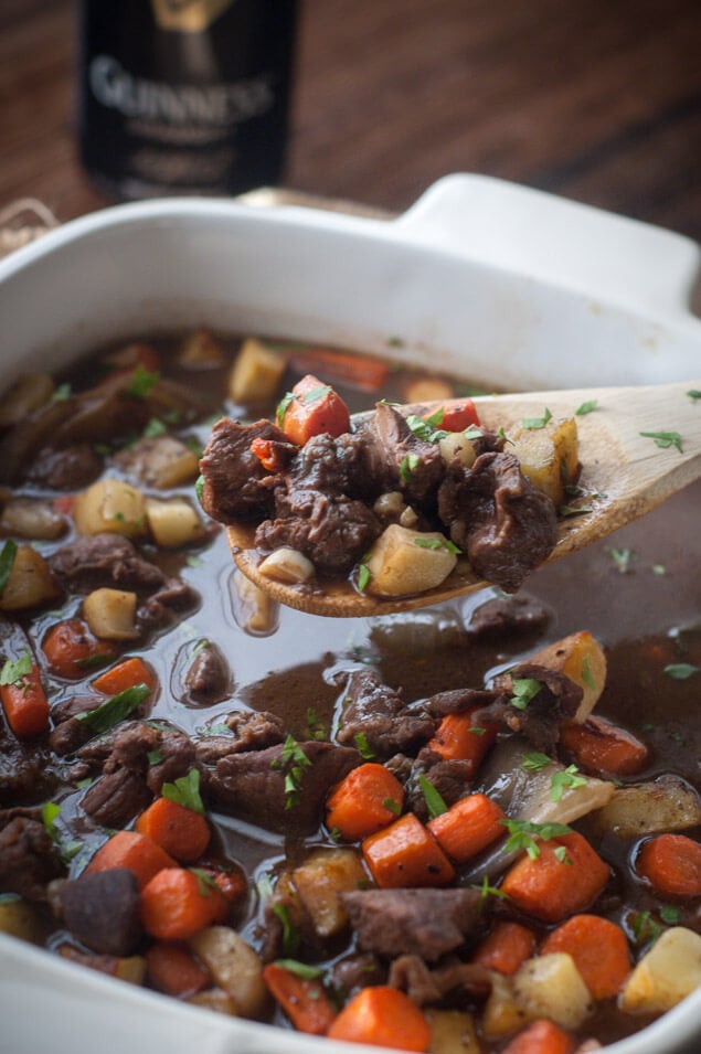 bowl of slow cooker Irish beef stew