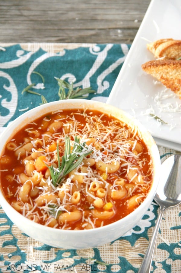 bowl of homemade tomato noodle soup