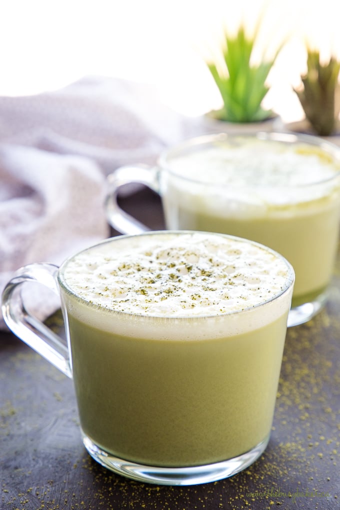 Healthy Matcha Latte with foam