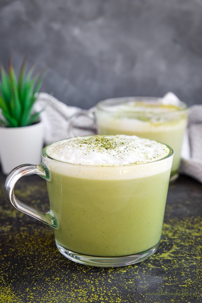 Healthy Matcha Latte with foam