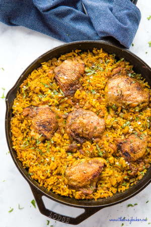 Easy One Pan Chicken with Turmeric Rice - The Busy Baker