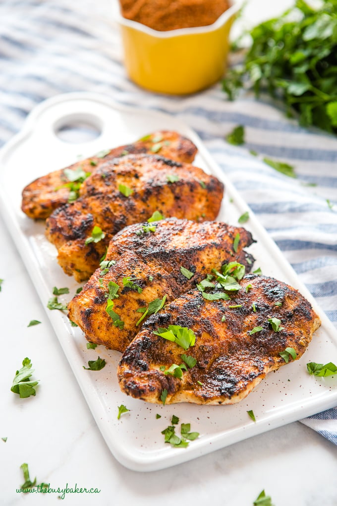Easy Cajun Grilled Chicken with fresh green herbs