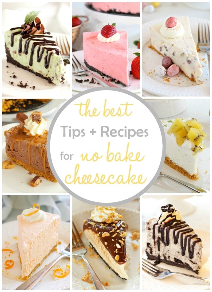 photo collage of no bake cheesecake