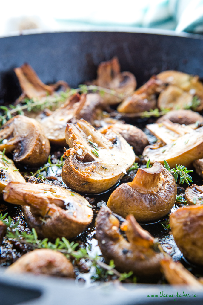 Garlic Butter Roasted Mushrooms with thyme and sea salt