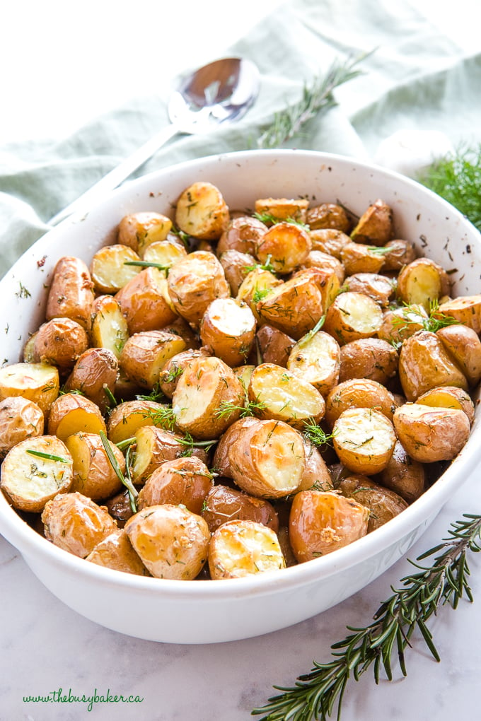 Rosemary-Butter Roasted Little Potatoes - Feast and Farm