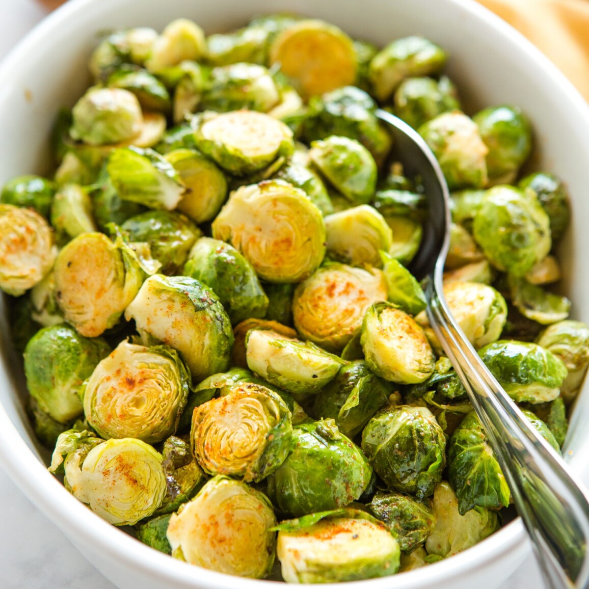 Easy Oven Roasted Brussels Sprouts {healthy side dish} - The Busy Baker