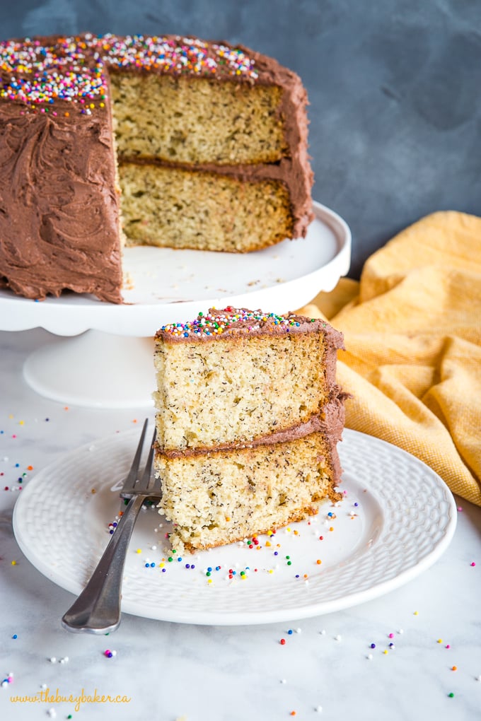 Banana Birthday Cake with Chocolate Frosting