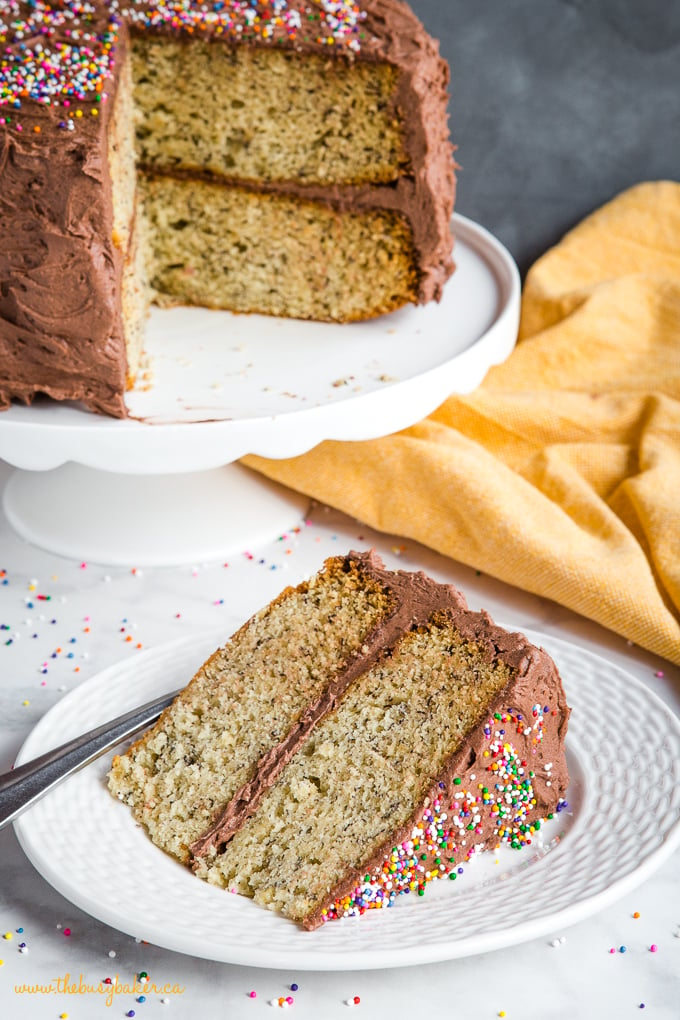 Banana Birthday Cake with Chocolate Frosting