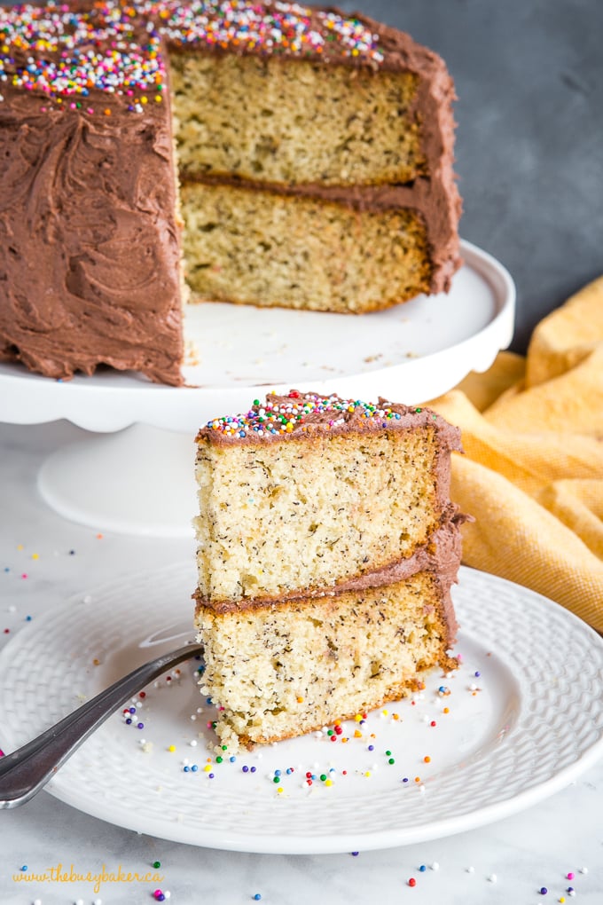 Banana Birthday Cake with Chocolate Frosting