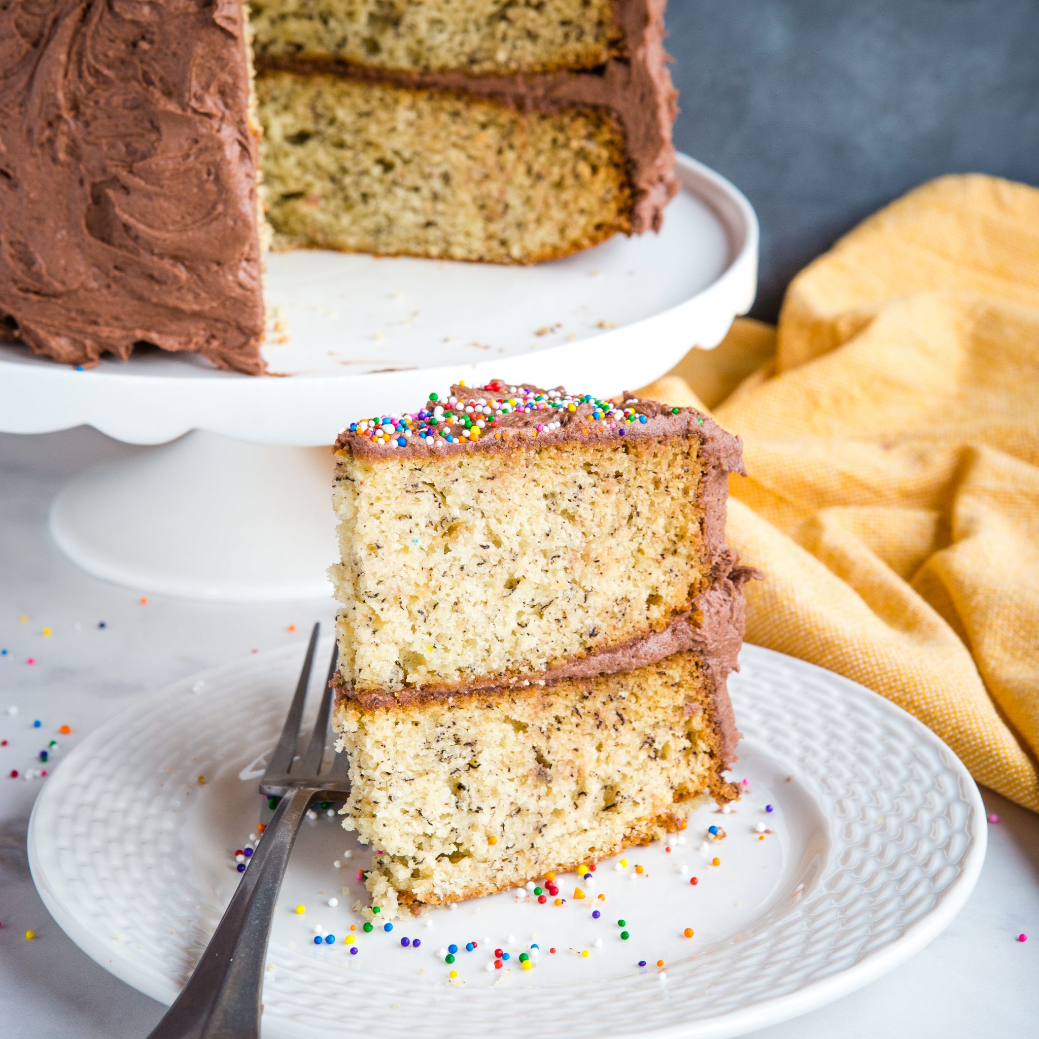 Banana Birthday Cake With Chocolate Frosting The Busy Baker