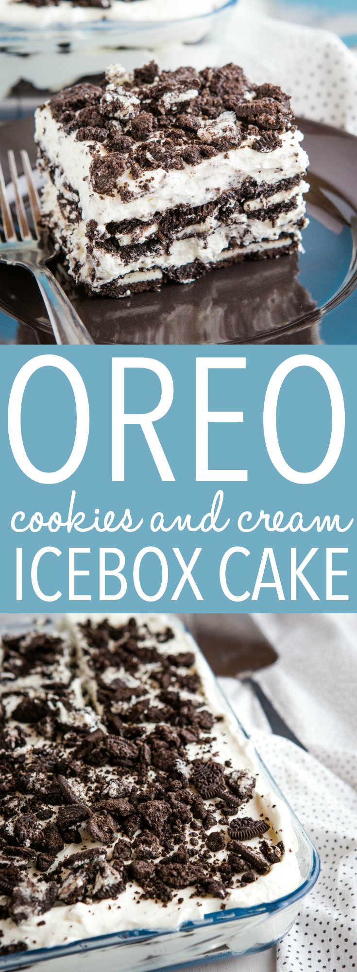 This Easy No Bake Cookies and Cream Oreo Icebox Cake is the perfect creamy no bake summer dessert! Only 4 ingredients required! Recipe from thebusybaker.ca! #oreo #iceboxcake #nobake #cheesecake #dessert #sweet #barbecue #poolparty #summer #summerdessert via @busybakerblog