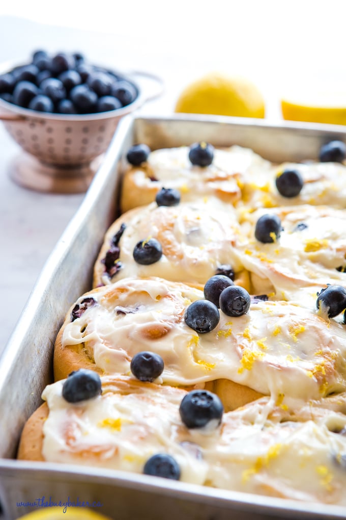 brunch rolls with blueberries and lemon