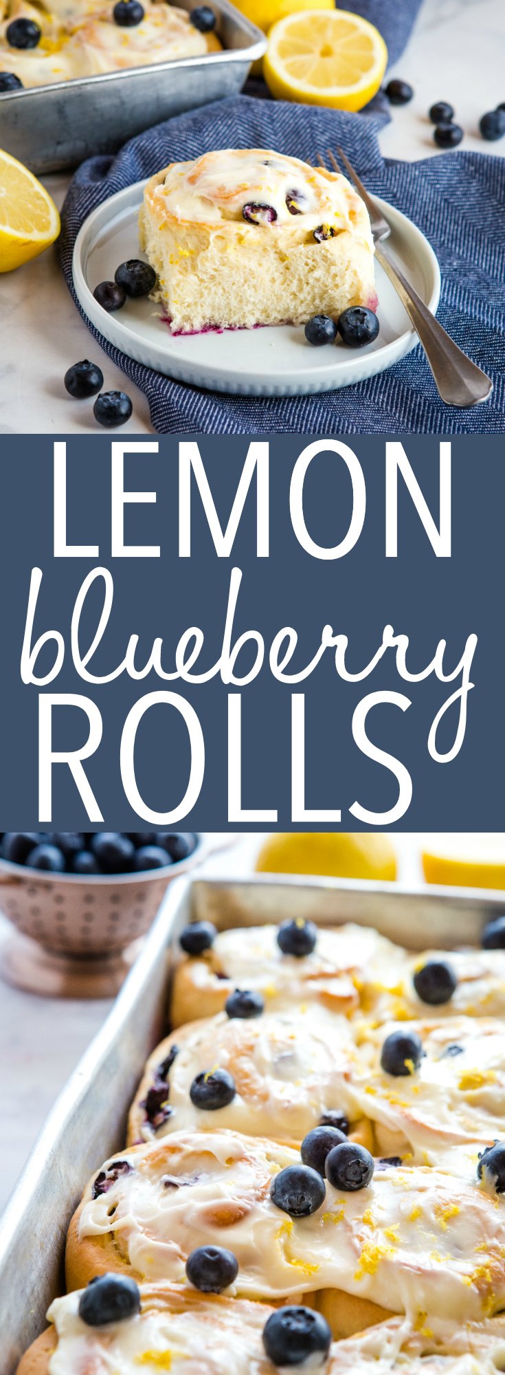 These Lemon Blueberry Sweet Rolls are the perfect summer breakfast or brunch featuring fresh blueberries and a sweet cream cheese frosting! Recipe from thebusybaker.ca! #sweet #rolls #breakfast #brunch #blueberries #blueberry #lemon #citrus #sweetbread #treat #baking #recipe via @busybakerblog