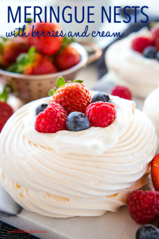 Meringue Nests with Berries and Vanilla Cream - The Busy Baker