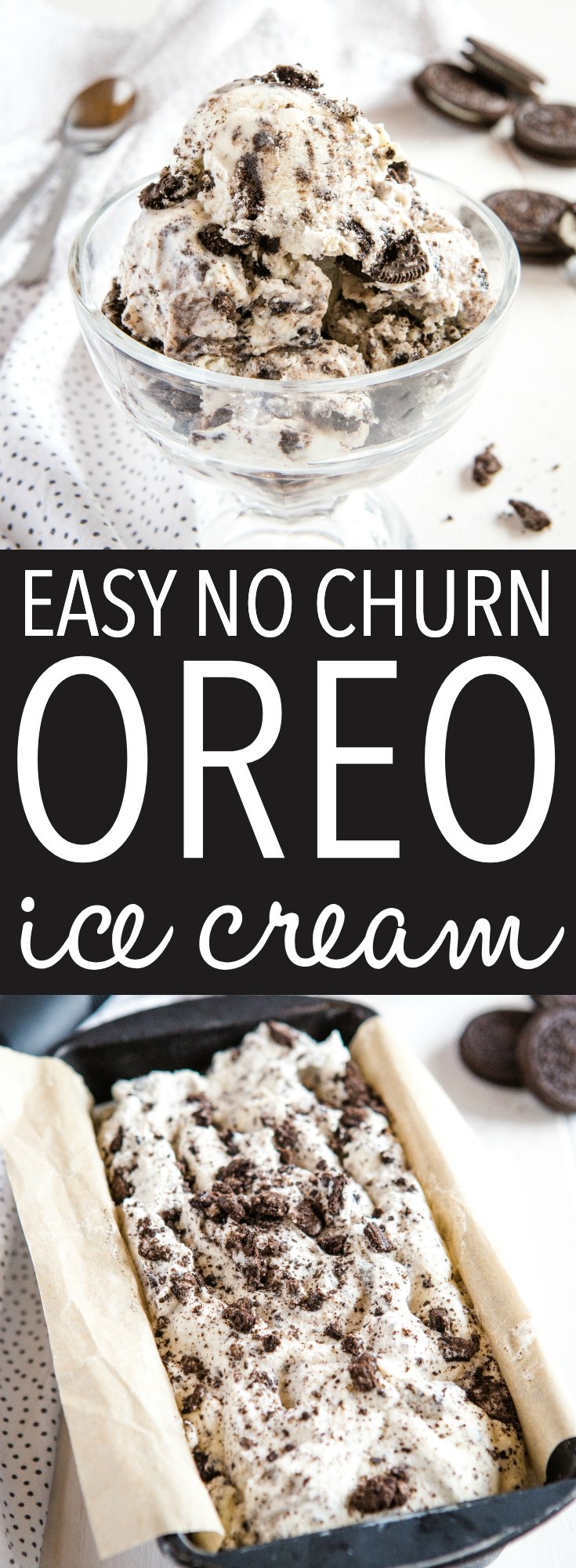 This Easy No Churn Cookies and Cream Oreo Ice Cream is the perfect homemade ice cream for Oreo lovers! It's simple to make with only 3 ingredients! Recipe from thebusybaker.ca! #icecream #oreo #cookiesandcream #nochurn #homemade #dessert #summer via @busybakerblog
