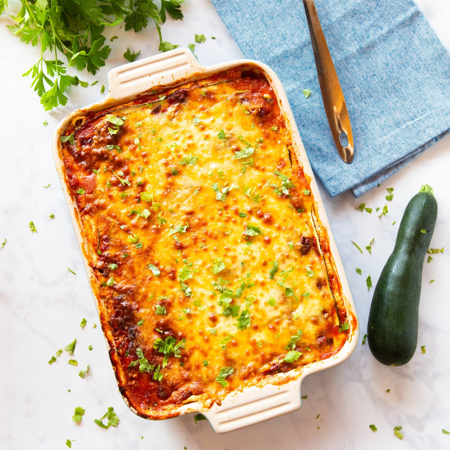 Low Carb Zucchini Lasagna {Keto Friendly} - The Busy Baker