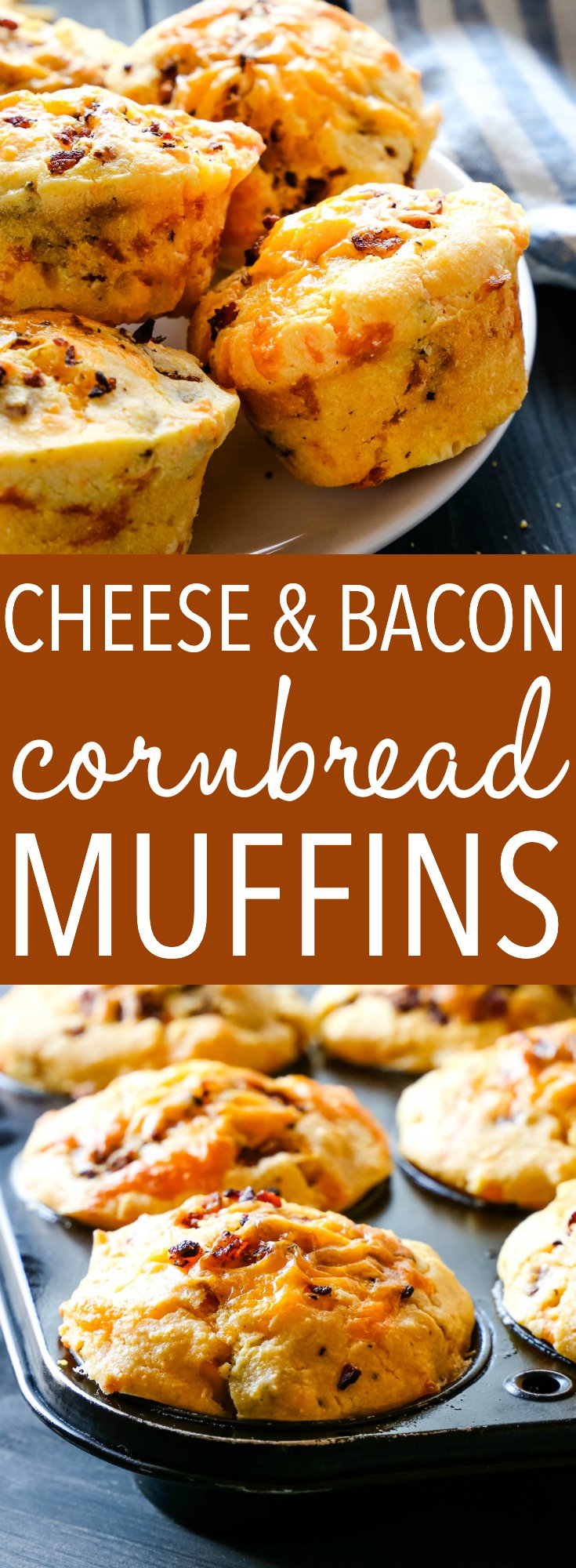 These Cornbread Muffins make the perfect snack or side dish for fall! Perfectly savoury and perfect with soup, stews, and for the holidays! Recipe from thebusybaker.ca! #muffins #cornbread #cornmeal #corn #fall #winter #soup #stew #bacon #cheese #savory via @busybakerblog