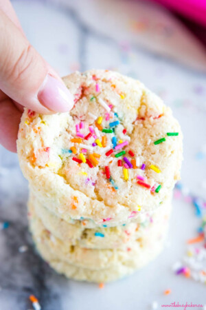 Easy Funfetti Sugar Cookies (no chilling or rolling) - The Busy Baker