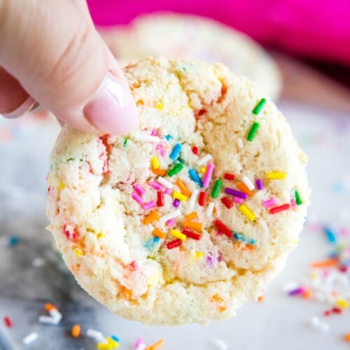 Easy Funfetti Sugar Cookies (no chilling or rolling) - The Busy Baker