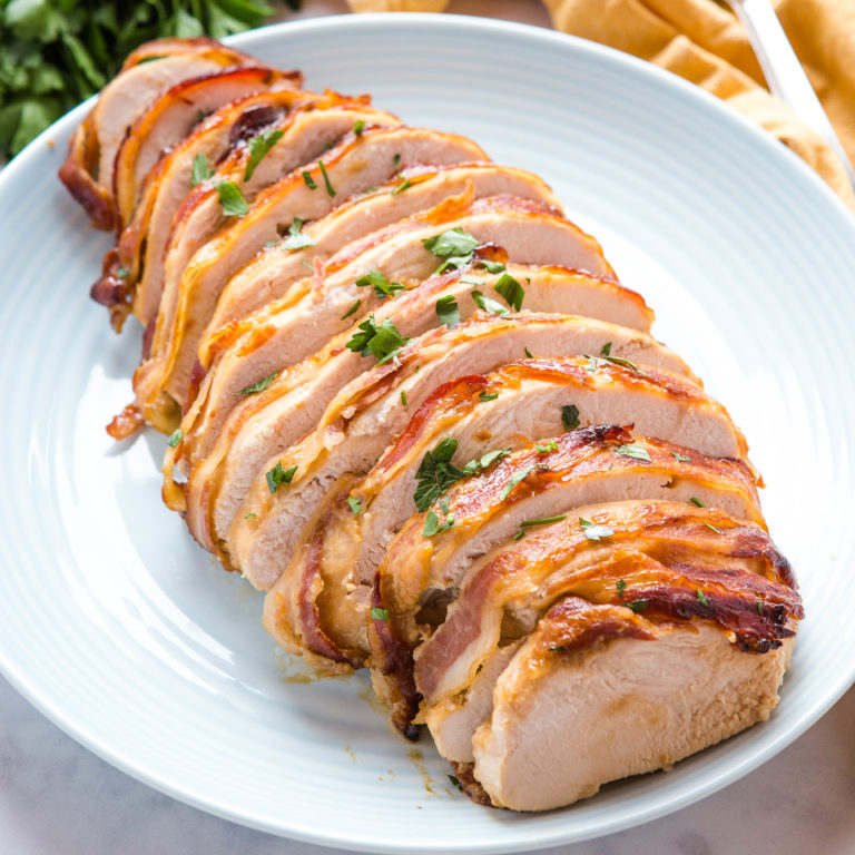 Bacon Wrapped Dijon Roast Turkey Breast - The Busy Baker