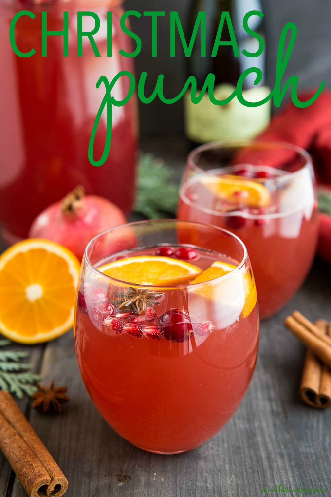 titled photo (and shown in glasses and drink pitcher) Christmas punch