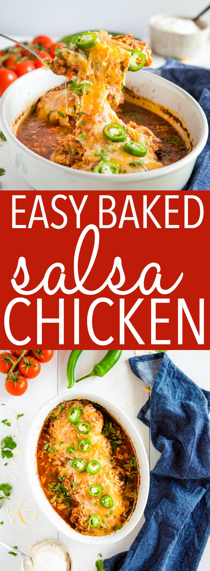 This salsa chicken recipe makes a low-carb Mexican-inspired weeknight meal in one pan! Make this salsa baked chicken in about 30 minutes! Recipe from thebusybaker.ca! #salsa #chicken #mexican #recipe #maindish #lowcarb #keto via @busybakerblog