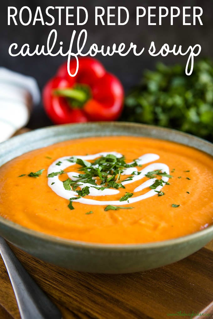 titled photo (and shown) roasted red pepper cauliflower soup 