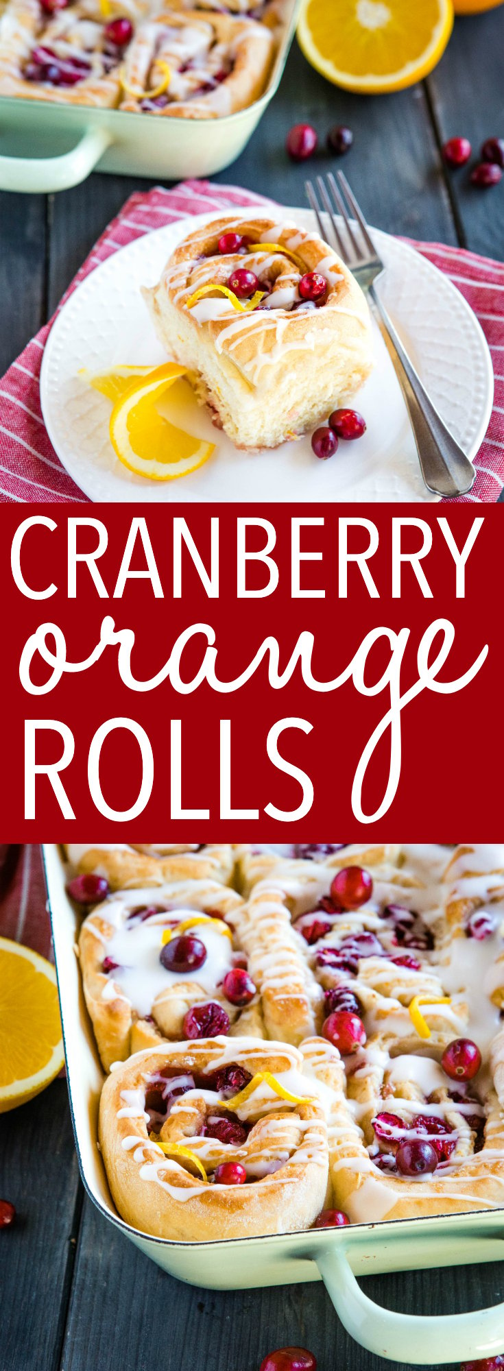 These Cranberry Orange Sweet Rolls are made with a simple sweet dough, fresh oranges and cranberries & an easy orange glaze! Perfect for holiday brunch! via @busybakerblog