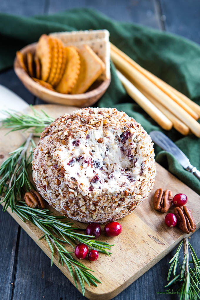 cheese ball with cranberries and pecans