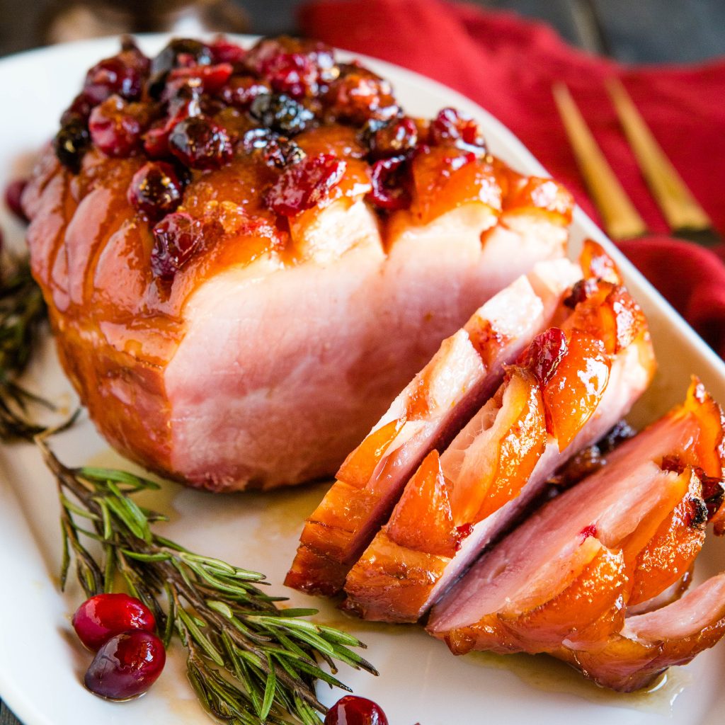 Easy Cranberry Maple Glazed Ham {Christmas Ham} - The Busy Baker