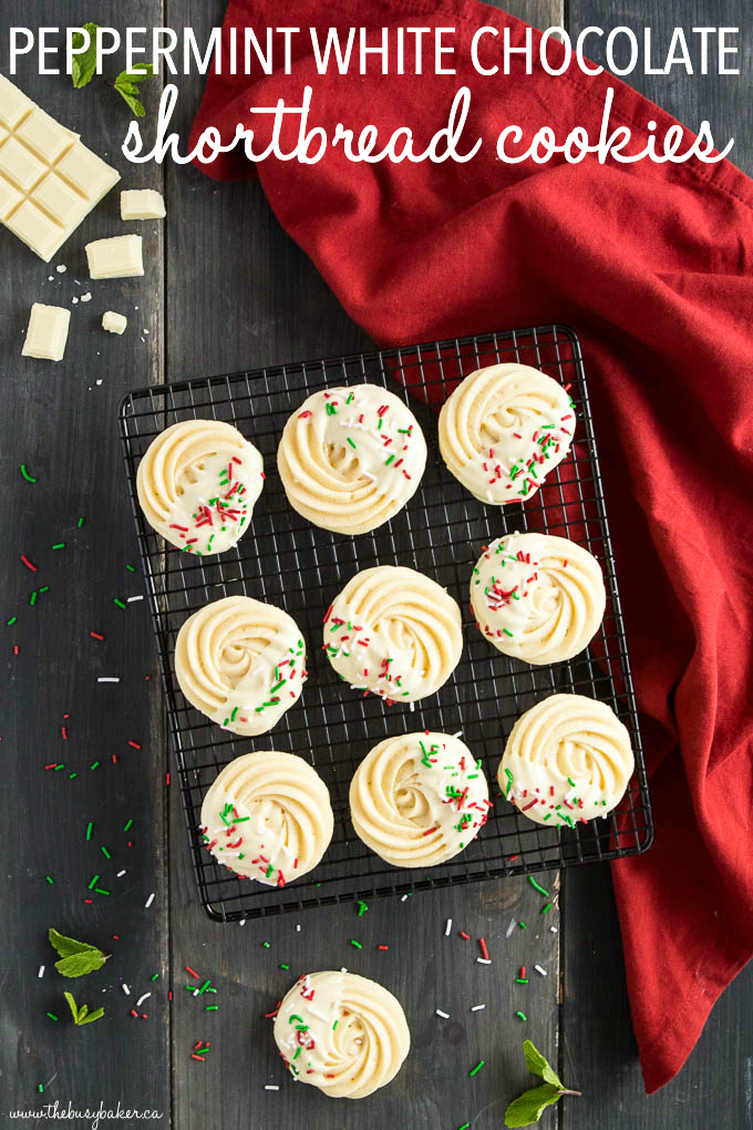 peppermint white chocolate shortbread cookies