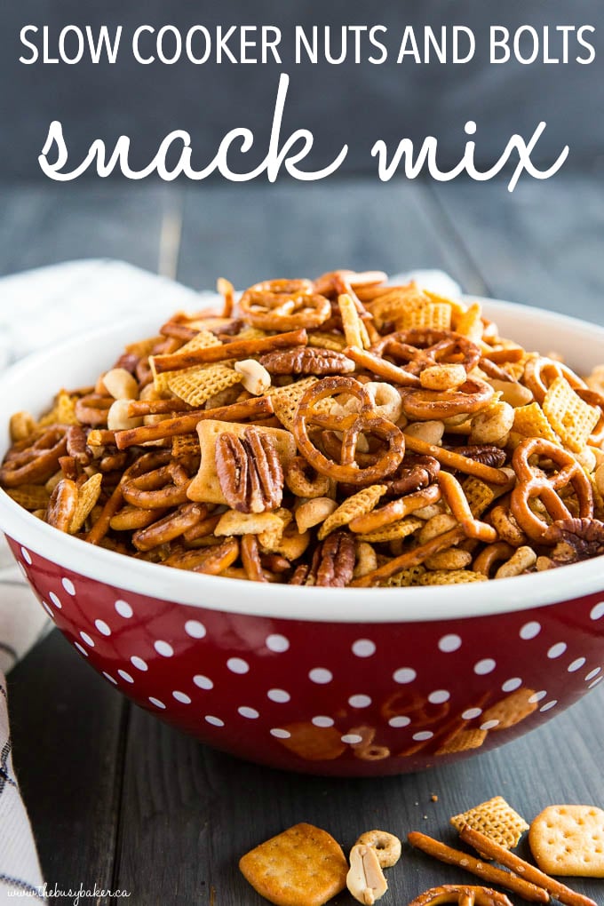 Slow Cooker Nuts and Bolts Snack Mix - The Busy Baker